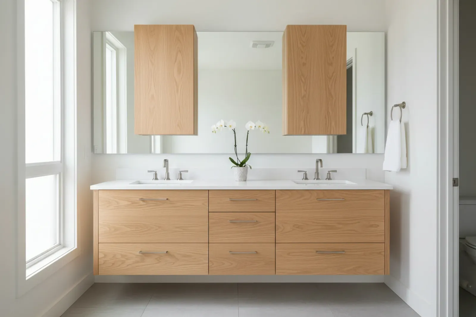 Pair of medicine cabinets above a double vanity