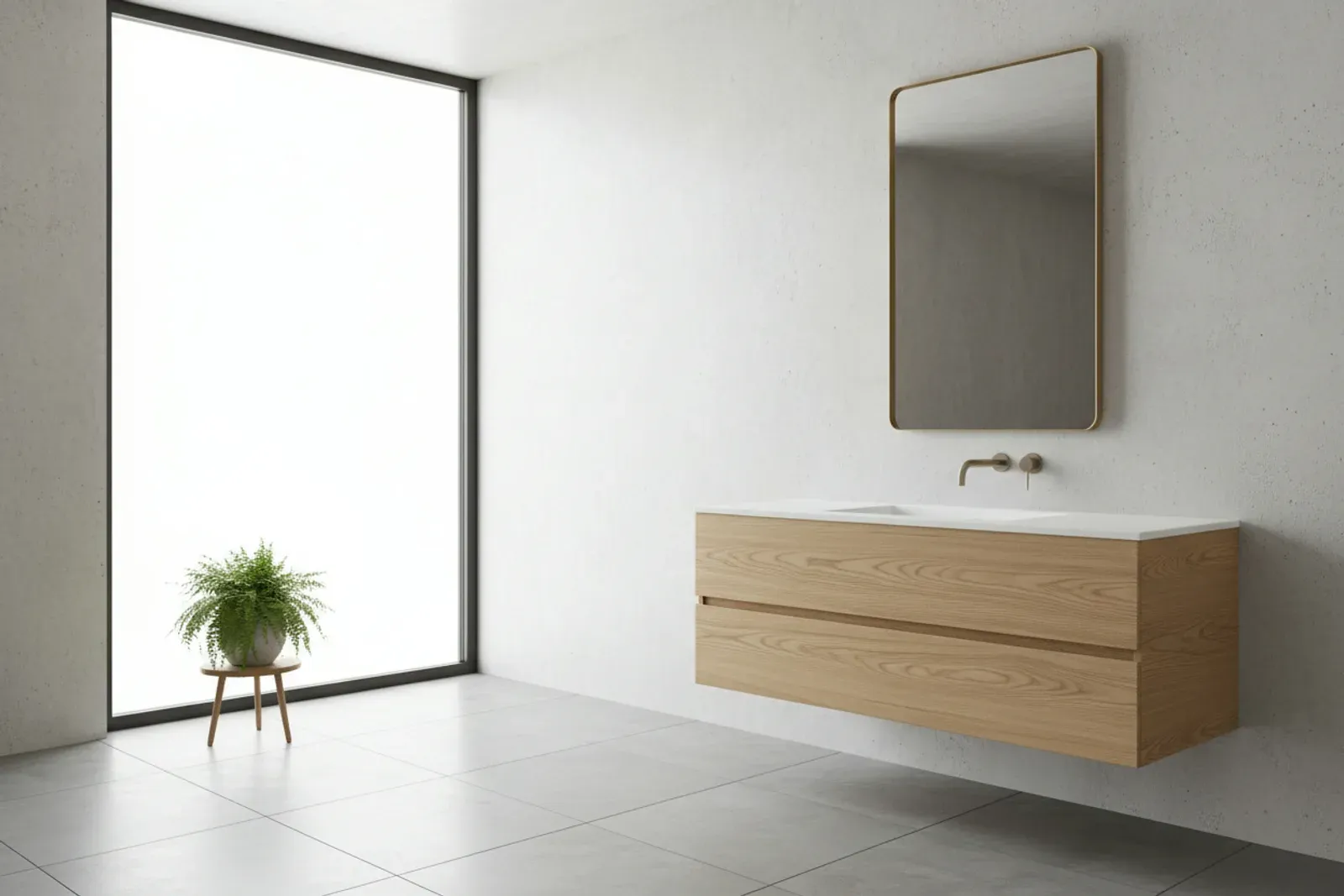 Floating vanity with a drawer under the basin