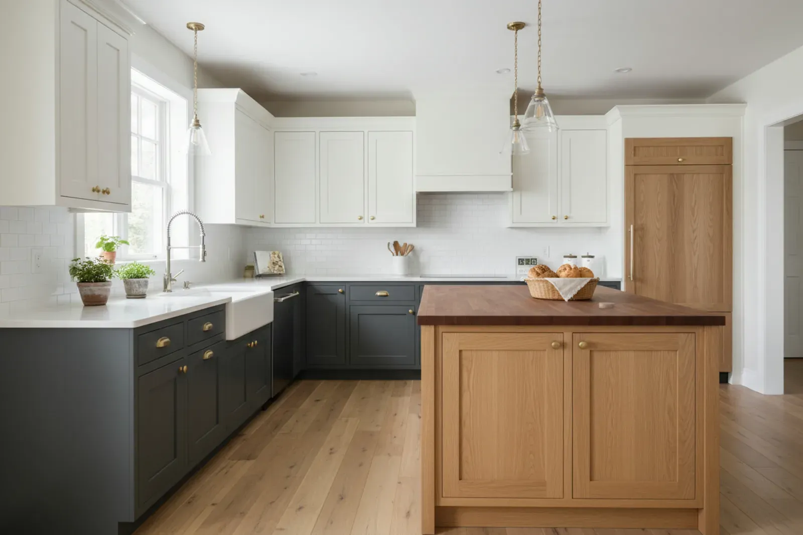 Refaced kitchen with new shaker doors and the original layout