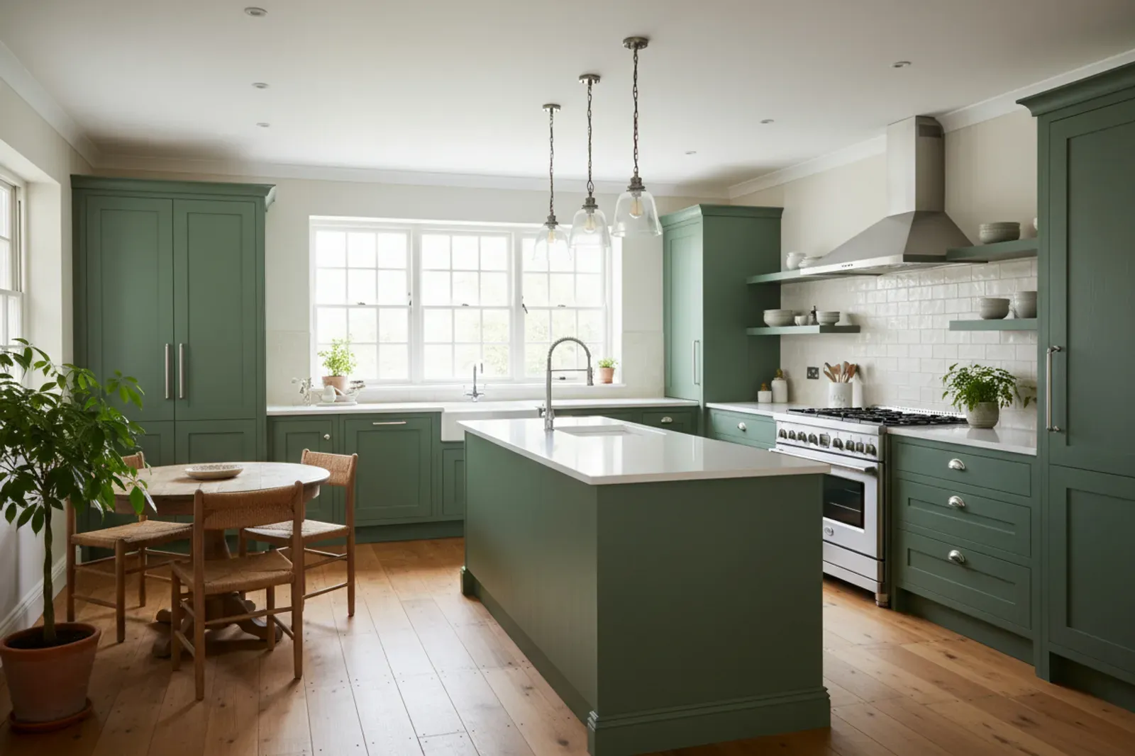 Refinished oak kitchen in a new colour