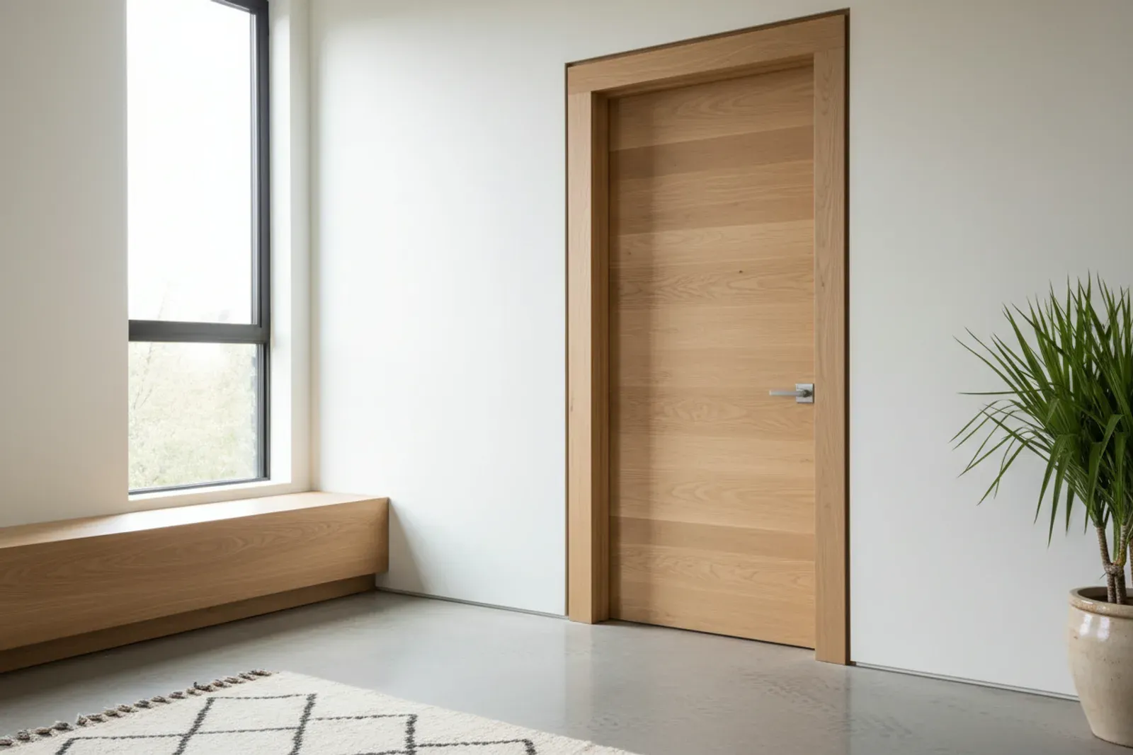 Inset door with a visible reveal and exposed hinge