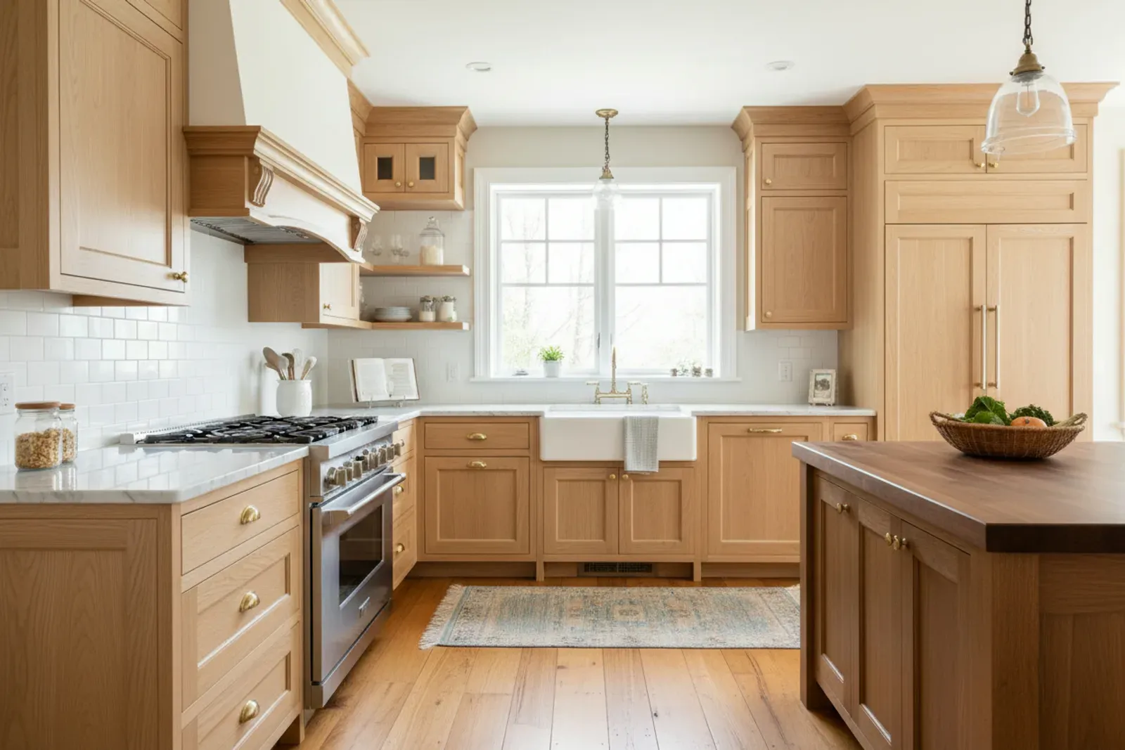 Inset cabinet run in a traditional kitchen