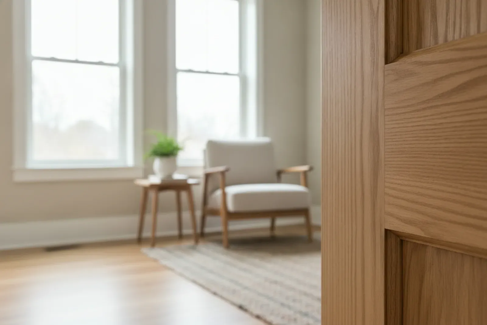 Close view of a shaker door rail and stile joint