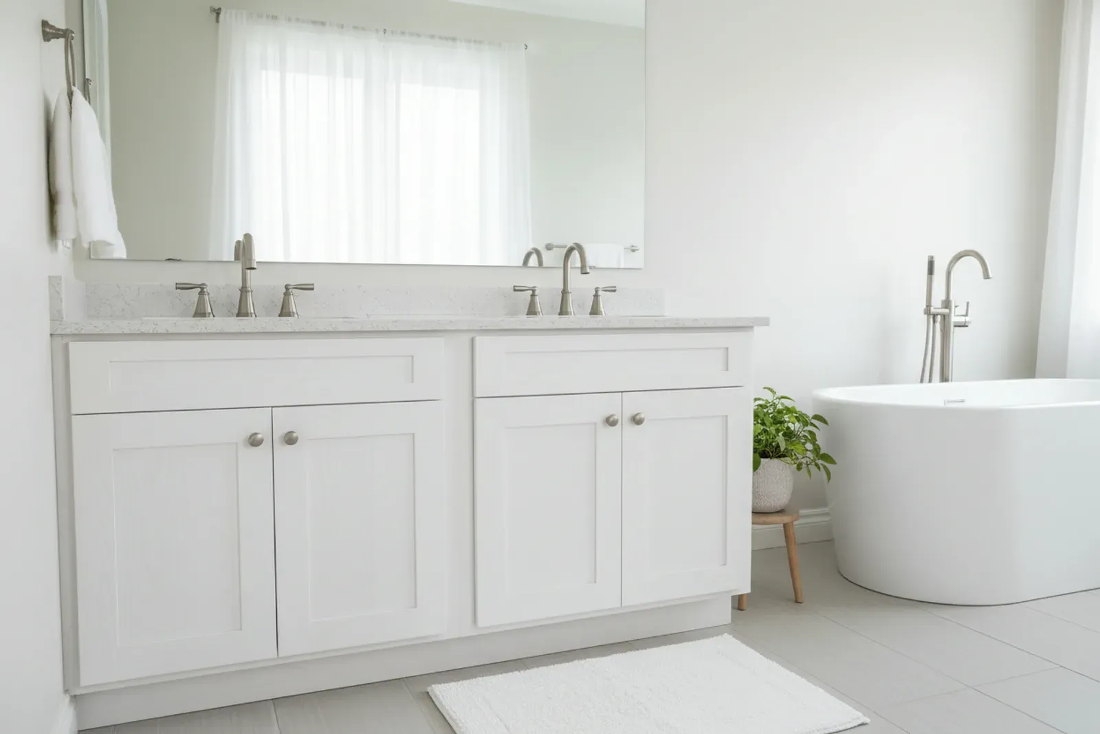 Shaker style vanity in a bathroom