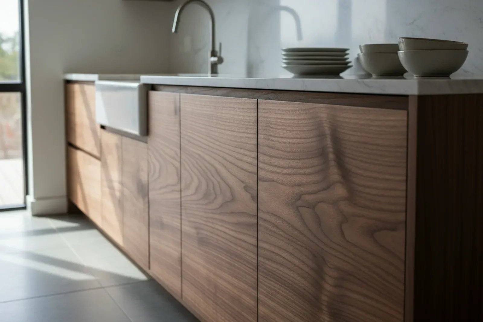 Walnut cabinet door with visible figure